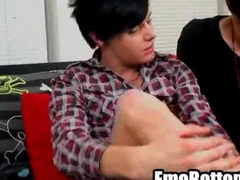 Two emo twinks tugging on each others hard cocks