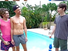 FamilyDick - Young Twinks Discover Their Stepdad's Nude Pictures And Their Big Dicks Get Aroused