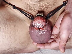 Hot wax on chastity cage Part 1
