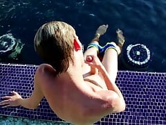 Tyler Thayer Enjoys Stroking His Massive Cock In The Pool