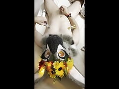 Furry Fursuit Cum on Face. Cum on Own Fursuit Head. Therian