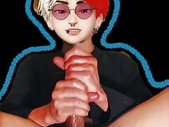 Anime femboy cum slut plays with his little hole for daddy