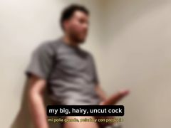 Taking out the hairy and hanging cock in a public bathroom (CENSORED VIDEO)