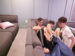 NastyTwinks - What Are You Doing? - Jayden Catches Zayne and Benvi Fucking Around Watching a Movie - Raw Fucking, Train, CAUGHT