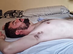 Young Hunk Fucks Hairy Bear's Mouth and Cums in His Mouth