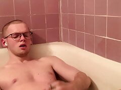 Big Dick jock moaning a lot jerking in the bathtub pt2