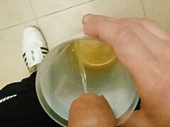 Neighbor asked for apple juice, I gave him - pissed into a glass from my big dick
