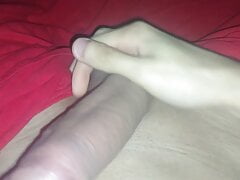 At night while it rains I masturbate my big thick pink dick shaved under the sheet